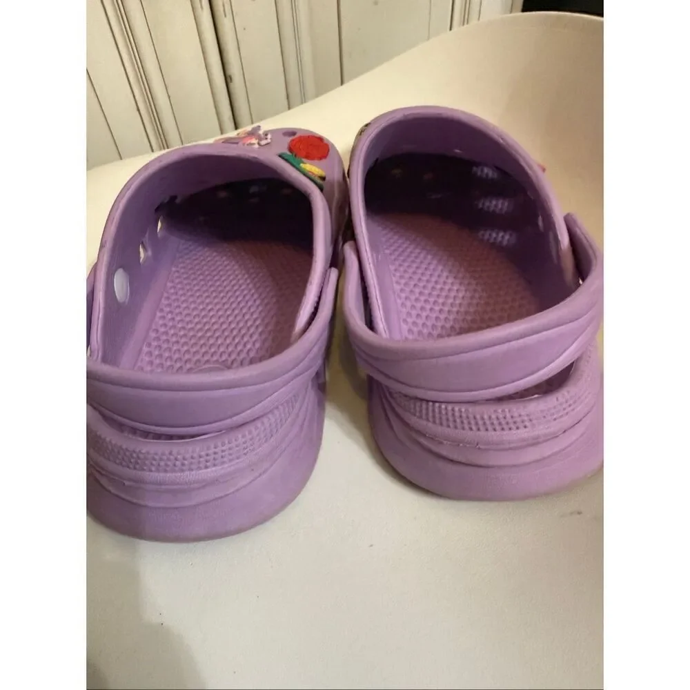 Crocs Big Girls Jibbitz Charms Classic Clog Sandals Purple Size 34